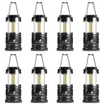 MalloMe LED Camping Lantern Flashlights 8 Pack - Super Bright - 350 Lumen Portable Outdoor Lights - AA Batteries Required, Not Included (Black, Collapsible)