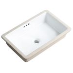 22 Inch Undermount Bathroom Sink Rectangle Undermount Sink White Ceramic Under Counter Bathroom Sink with Overflow (21.8"x14.0")