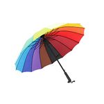 Veroda 45" Automatic Open 16 Ribs Windproof Rainbow Stick Umbrella Travel Umbrella