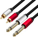 Yeung Qee 2 x 6.35 mm to 2 RCA Stereo Audio Interconnect Cable,Dual 1/4 inch TS Stereo Jack Male to 2 RCA Male Stereo Audio Cable Splitter Adapter Cable (2M)