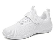 DADAWEN Youth Girls' Gym Aerobics Sport Cheerleading Training Dance Shoes Size 1 M US Little Kid White C