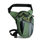 Waist and Thigh Bag, Extra Storage Space with 3 Pockets, 600D Oxford Fabric, Fanny Pack for Men Women, Multipurpose - Riding, Strap to Leg Or Hip for Motorcycling, Outdoor, Hiking (Olive Green)