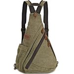 POEYLEJA Canvas Sling Bag Convertible Crossbody Bag Chest Bag Shoulder Backpack Casual Daypack for Men Women Outdoor Cycling Hiking Travel (Army Green)