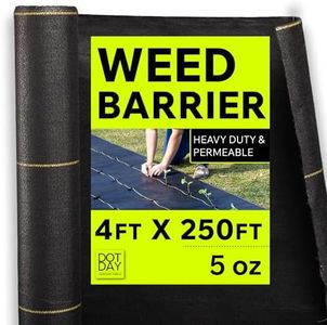 DOTDAY 5 oz Heavy Duty Weed Barrier Fabric 4ft x 250ft, Dual Layer Woven & Needle-Punched Landscape Fabric, Permeable Ground Cover for Gravel Driveways, Walkways, Garden Beds & Landscaping, XBAR