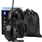 PROHEAR 033 Upgraded Bluetooth Hearing Protection Headphones with FM/AM Radio, 25dB NRR Safety Muffs with Rechargeable Battery, 48H Playtime, Ear Protector for Mowing, Work Shops, Snowblowing - Black