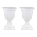 Happyyami 2pcs Urn Planter Plastic Flower Pot White Succulent Pot Flower Vase for Home Office Garden Indoor Outdoor