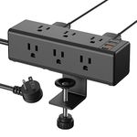 CCCEI Desk Clamp Power Strip with 9 Outlets, Desktop Edge Mount Surge Protector with USB-A and USB-C Ports, Widely Spaced Desk Outlet Fast Charging Station, 6 FT Flat Plug, Fit 1.6 inch Table.