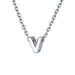 V Chain Monogram Necklaces for Women with Initials V Necklace