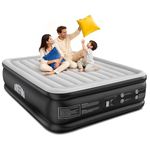 Airefina Inflatable Mattress, Air Bed with Built-in Pump, Comfort King Size Blow Up Mattress Fast 3-Min Self Inflation, Upgraded Flocked Surface Airbed for Home& Guest Camping Use, 203x152x40cm