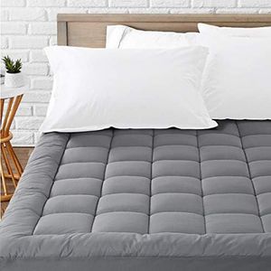 LEISURE TOWN Mattress Pad California King Size Soft Cotton Mattress Cover,Quilted Fitted Mattress Topper with Deep Pocket fits 8-21 inch Mattress,Breathable Fluffy Pillow Top,Grey