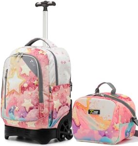 NEW TILAMI 18 Inch Rolling Backpack with Lunch Bag for School, Starshine