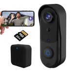 1080P Video Doorbell Camera, Wireless Security Cam Outdoor/Indoor, Two-Way Audio, Night Vision, IP66 Waterpoof, 2.4 G WiFi, Smart Ai Human Detection, 32 GB Micro SD Card, with Indoor Chime