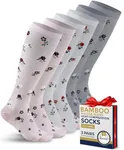 Pembrook Bamboo Viscose Light Compression Socks - 3 Pairs | 8-15 mmHg Light Compression Socks for Women and Men | Mens & Womens Light Compression Socks | Little Flowers