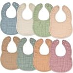 Comfy Cubs Muslin Baby Bibs, Drool Bibs 4 Pack, Adjustable with Easy Snaps, Teething & Drooling, Soft & Absorbent