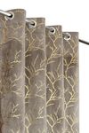 Galaxy Home Decor Premium Foil Leaf Print Velvet Fabric Curtains for Long Door 9 Feet, Pack of 1, Grey