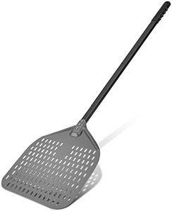 G.a HOMEFAVOR Pala per Pizza, 30 x 39 cm Pala per Pizza Lunga in Alluminio Anodizzato Duro con Manico Smontabile, Raschietto per Pizza Forata per Pizzas, Pane per Forno, Lunghezza Totale 120 cm