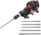 ROMYIX Gasoline Demolition Jackhammer Jack Hammer Concrete Drill Breaker Kit, 2-Stroke Engine,Hand Pull Start, Includes Pointed and Flat Chisel,