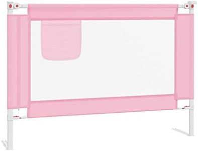 vidaXL Toddler Safety Bed Rail - Durable, Washable Fabric, Adjustable Height - 90x25cm, Pink