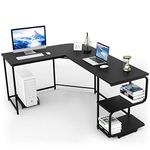 Tangkula Reversible L-Shaped Computer Desk with Storage Shelves, 69" Round Corner Computer Desk, Writing Study Table with CPU Stand, Gaming Table Workstation for Home Office (Black)