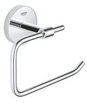 GROHE Start Cosmopolitan QuickFix Toilet Roll Holder without Cover (Metal, Concealed Fastening, Including Screws and Dowels, Extra Easy to Fit with GROHE QuickGlue), Size 153 x 109mm, Chrome, 41165000