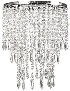 Tadpoles Faux Crystal Triple Layer Dangling Shade in Chandelier Style | 9" x 9" x 12" | Easy Installation | Works with All Basic E26 Light Bulbs | Made with Chrome Frame & Acrylic Beading