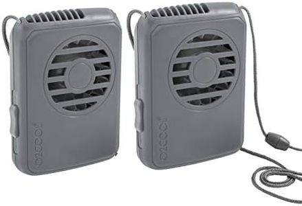 O2COOL Deluxe Necklace Fan, Battery Powered with Adjustable Lanyard, 2 Pack, Grey
