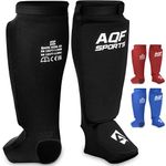 AQF Shin Guards Pads Kickboxing Muay Thai MMA Instep, EVA Padded Sparring Training Martial Arts Boxing Elasticated Leg Support Foot Protective Gear, karate BJJ Taekwondo CE UKCA SATRA Approved