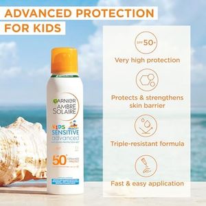Garnier Ambre Solaire Kids Sun Mist SPF 50+ – Anti-Sand, Water Resistant, 150ml