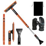 HCYWOC Ice Scrapers for Car Windshield, 37.5" Extendable Snow Brush for Car, Reinforced Car Snow Scraper and Brush with Anti-Slip Long Handle, Detachable Snow Scraper for Car, Truck, SUV