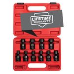 Sunex 3657, 3/8 Inch Drive Universal Impact Socket Set, 10-Piece, Metric, 10mm - 19mm, Cr-Mo Alloy Steel, Radius Corner Design, Dual Size Markings, Heavy Duty Storage Case, Meets ANSI Standards