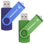 SIMMAX USB Flash Drives 2 Pack 16GB Memory Stick Swivel Design USB 2.0 Flash Drive Thumb Drive Zip Drives (16GB Blue Green)