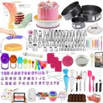 RFAQK Cake Decorating Supplies, 500 PCs Cake Decorating Kit 3 Springform Cake Pans, 48 Piping Icing Tips, 7 Russian Nozzles, Cake Rotating Turntable, Chocolate Mold, Baking Supplies, Cake Baking Tools