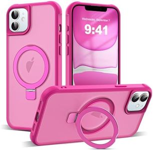 SKYLMW Compatible with iPhone 11 Case with Invisible Magnetic O-Ring Stand Military-Grade Translucent Case for iPhone 11 6.1" [Compatible with MagSafe][Great Grip Feeling], Rose