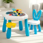 Mee Mee Busy Bench Kids Activity Table with Chair | 2-in-1 Study & Building Desk | Reversible Dual-Sided Top | Marble Run Game Set | Storage Compartment | Musical Play Table | Toddler Table 2–6 Years