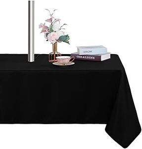 Fitable Table Cover Outdoor and Indoor Tablecloth - Washable Waterproof Wrinkle Free Table Cloth with Zipper and Umbrella Hole for Spring/Summer/Party/Picnic/BBQS/Patio Black 60x84 inch