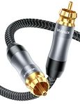 VANAUX Subwoofer Cable, 26ft RCA to RCA Audio Cable [20AWG,Gold-Plated,Braided Jacket] Digital SPDIF Coaxial Audio Cable for Home Theater, HDTV, Amplifier Speaker Soundbar(8m/26ft)