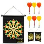 Albert Austin Foldable Magnetic Dartboard | Reversible Dartboard | 6 Darts With Strong Magnetic Tips | Safe For Kids Adults And Walls | Water Resistant | Indoor Outdoor Use Dart Board Garden Games