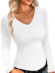 Ekouaer Long Sleeve Shirts for Women V Neck Basics Tops Lightweight Base Layer Slim Fit Top Thermal Undershirts Tee