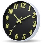 HZDHCLH Luminous Wall Clock Glow in The Dark,Modern Wall Clocks with 3D Numbers,Decorative Wall Clock Battery Operated for Bedroom Kitchen Living Room Office (Black)