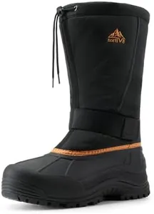 NORTIV 8 Men's Waterproof Hiking Winter Snow Boots Insulated Fur Liner Lightweight Outdoor Tall Boots,Size 6,Black/Orange,QUEBEC-M