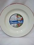 New Falcon Enamel Round Pie Baking Dinner Plate Cream with Red Trim 26cm