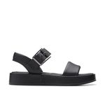 Clarks Women's Alda Strap Sandal, Black Leather, 5.5 UK