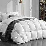 SNOWMAN White Down and Feather Blended Comforter Queen Size 100% Egyptian Cotton Cover Down Proof,Soft and Warm Duvet Insert