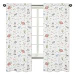 Sweet Jojo Designs Farm Animals Window Treatment Panels Curtains - Set of 2 - Watercolor Farmhouse Horse Cow Sheep Pig