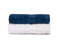 Mush Bamboo Hand Towels Set of 2 | 100% Bamboo Gym Towel for Men/Women Workout | Ultra Soft, Absorbent & Quick Dry Towel for Gym, Travel, Sports and Yoga | 75 X 35 cms | 600 GSM (Navy Blue & White)