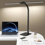 LED Desk Lamp,24W Bright Desk Lamps for Home Office,Dimmable Desk Light with Base & USB Charging Port,Flexible Gooseneck & Rotable Light Bar,Wireless Remote Control,Aesthetic Design,for Reading,Work