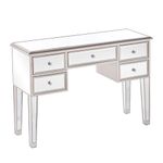 SEI Furniture Desk Console Table, Fir, MDF, 3mm, 4mm Beveled Mirror, Polypropylene, Acrylic, Metal, Silver