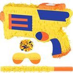 Sosation Gun Piñata Small Dart Battle Party Supplies Gun War Theme Party Decorations for Piñata Bundle with Wooden Stick Paper Blindfold Confetti Set for Birthday Game Decor ,16.1 x 11.8 x 2.8 Inch