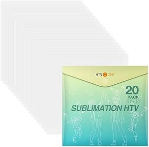 HTVRONT Clear HTV Vinyl for Sublimation, 20 Pack 12" X 12" Matte Sublimation Vinyl for Cotton Fabric, Wash Durable Clear Dye Sub HTV for Light-Colored T Shirts