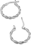 Amberta Italian 925 Sterling Silver Hoop Earrings for Women | Silver Twisted Hoops | Twisted Rope Hoop Earrings | Silver Round Hoop Earrings for Women: Spiral Hoop Twist Earrings 20 mm